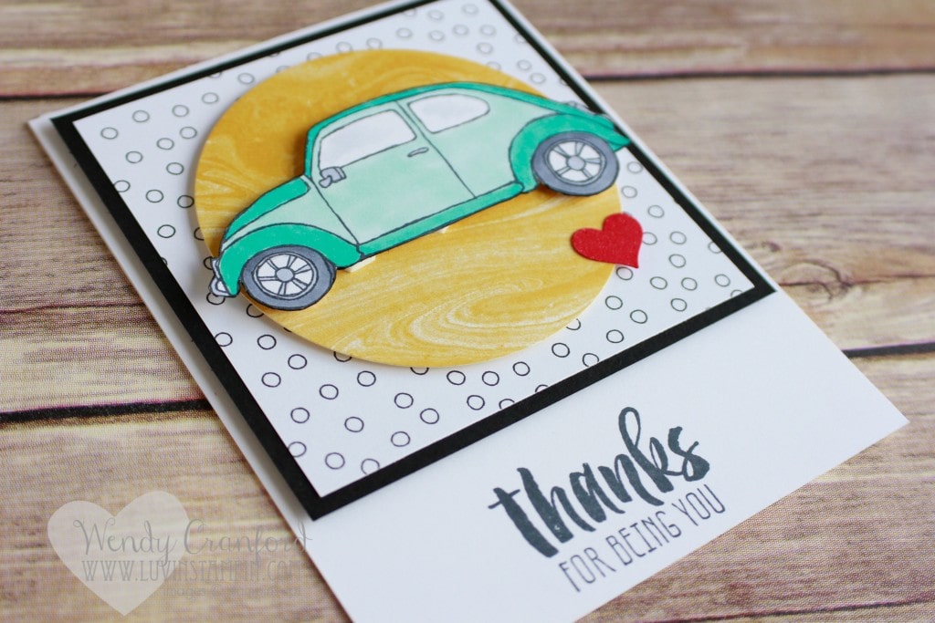 I created this card using the Beautiful Ride stamp set and the Suite Sayings stamp set from the 2016 Stampin' UP! Occasions catalog. Created by Wendy Cranford luvinstampin.com